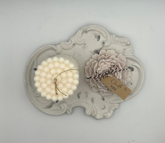 Χειροποίητη Διακοσμητική Πιατέλα Jesmonite – Pearl Marble Collection - Image 9